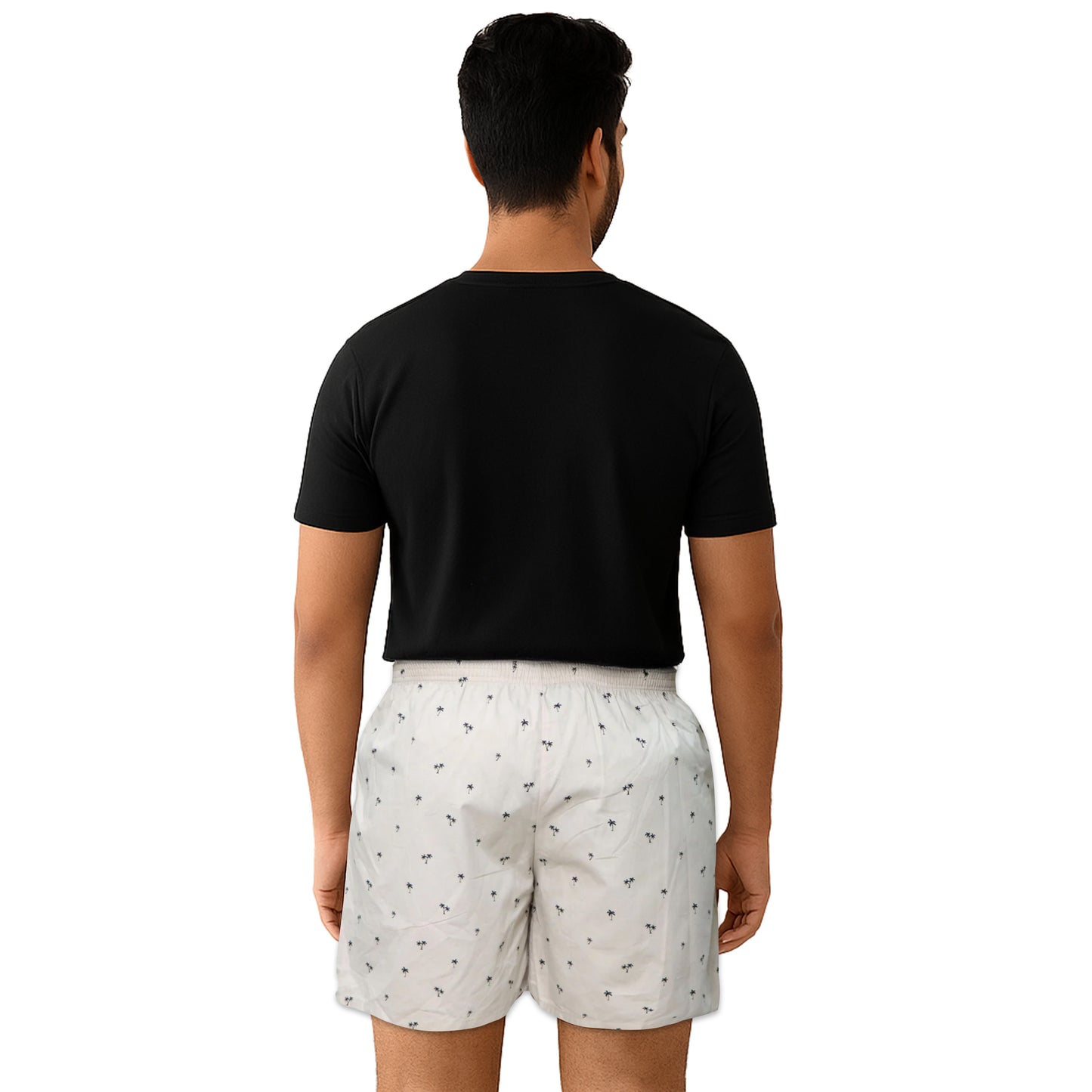 Cream Tree Printed Cotton Boxer For Men