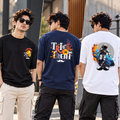 BHOKALS Men's Oversized Printed T-Shirt Combo Pack of 3 – Black Punk, Blue Trick N Treat & White Dream Graphic Tees