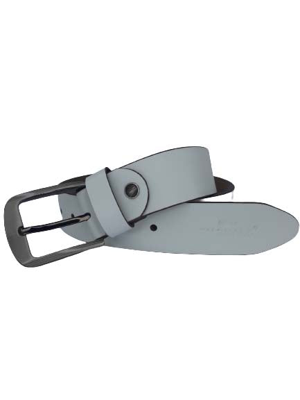 Bhokals Men White Grain Leather Belt