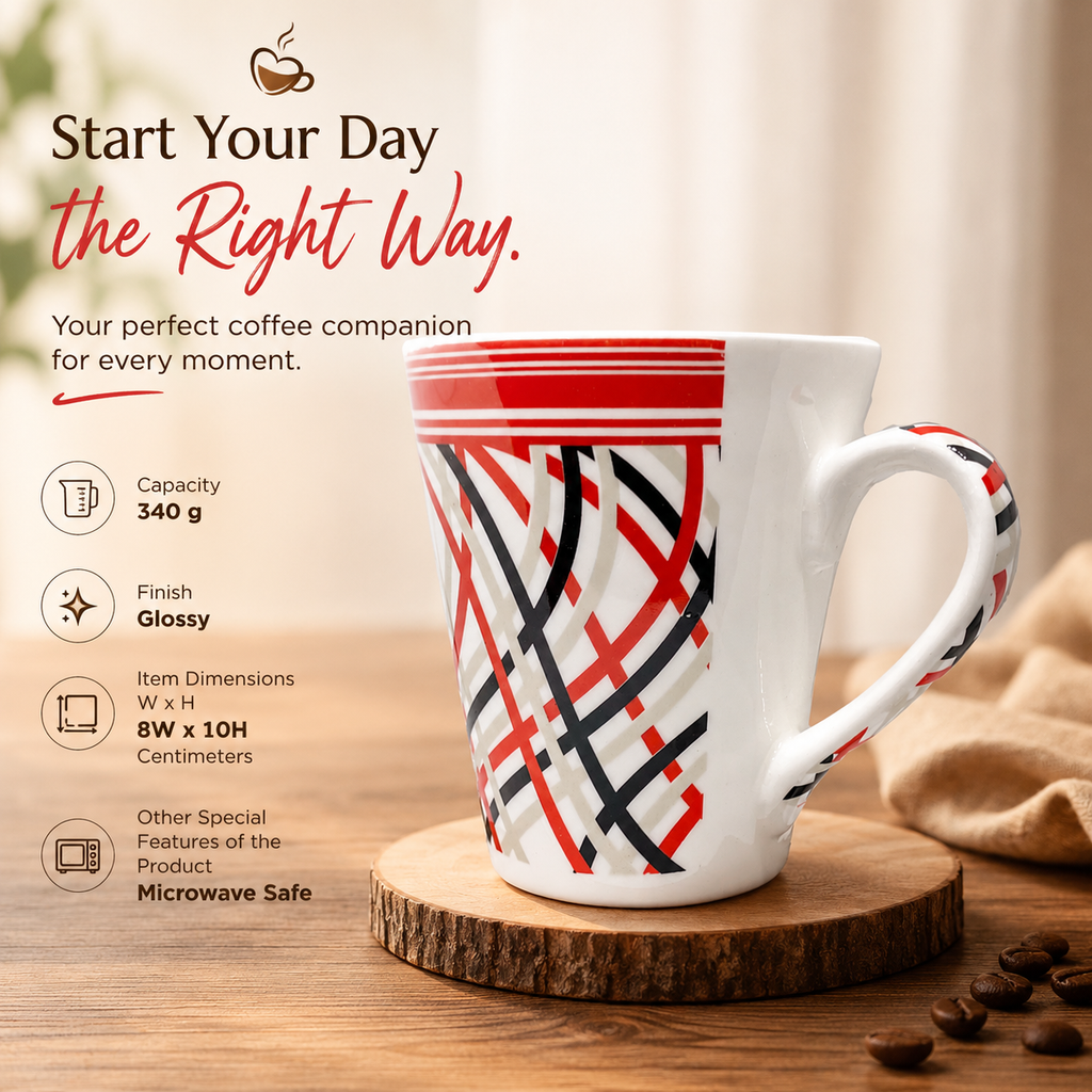Bhokals Red Black Printed  Designer  White Coffee Mug