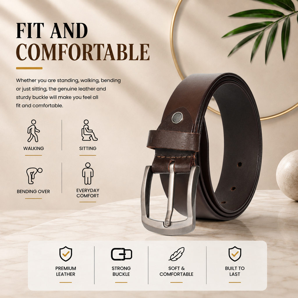 Bhokals Men Brown Casual Leather Belt