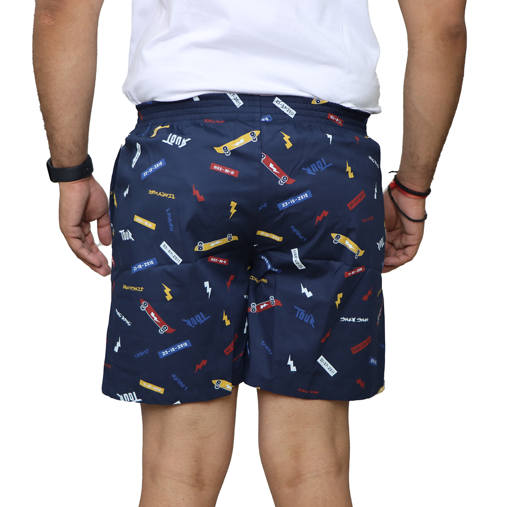 Men's Printed Turquoise Blue Boxer