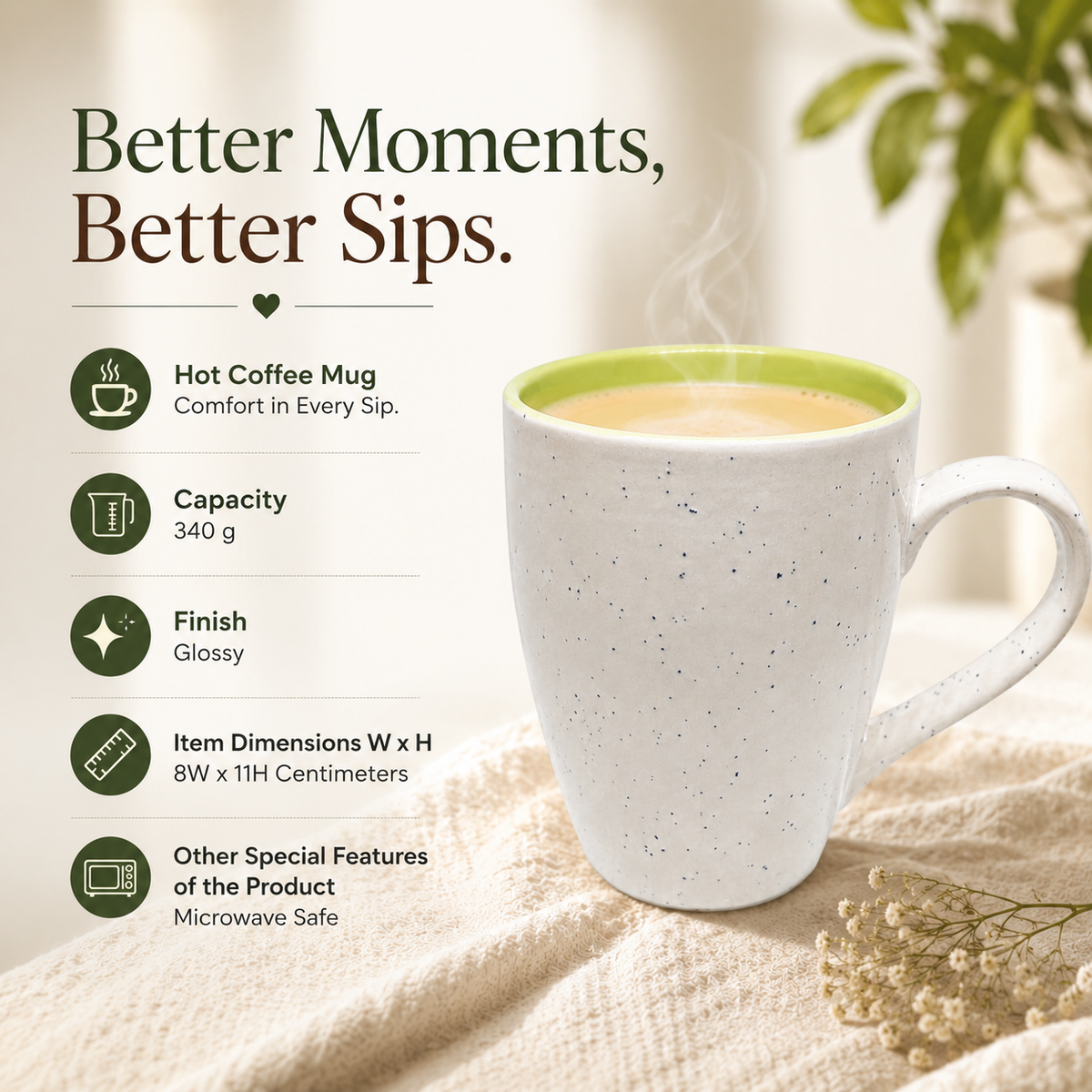 Bhokals Dots Print Green White Coffee Mug