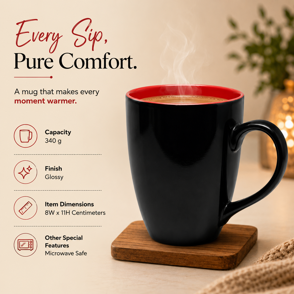 Bhokals Dual Print Red Solid Black Coffee Mug