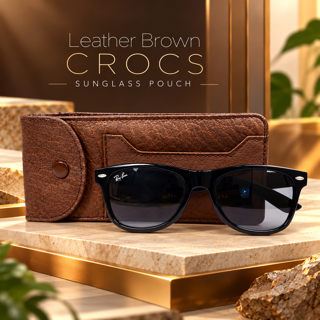 Leather Brown crocs sunglass Pouch