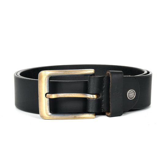 Bhokals Men Solid Black Matt Leather Belt