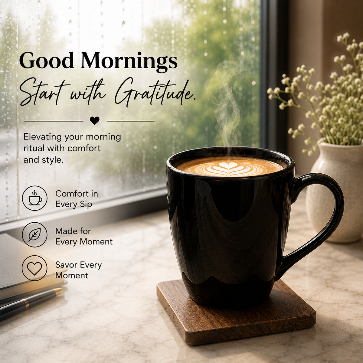 Bhokals Solid Black Coffee Mug