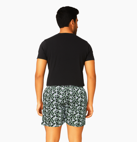 Black Geomatric Texture Cotton Boxer For Men