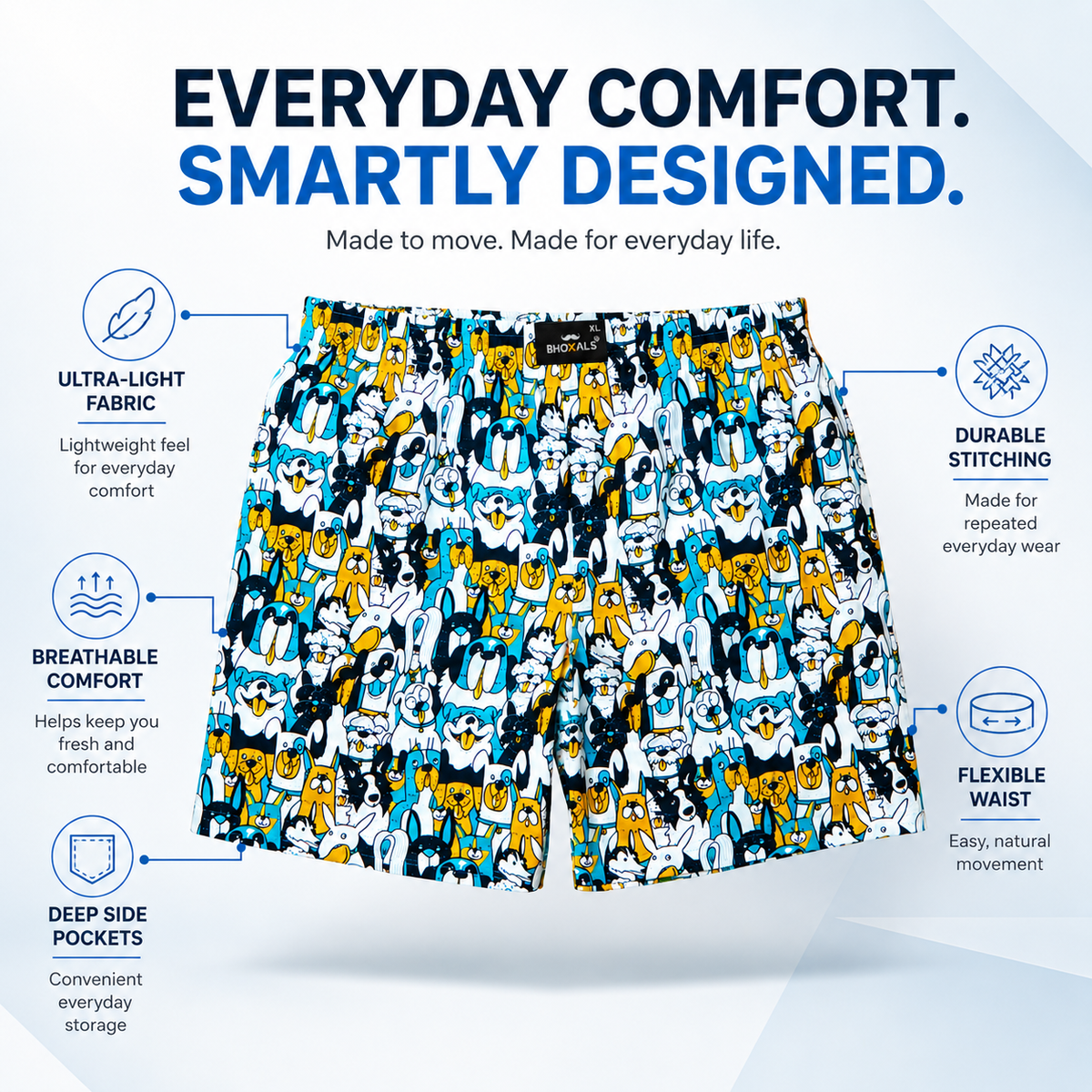 Dogs Printed Cotton Boxer For Men