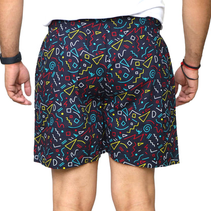 Navy Abstract Printed Cotton Boxer For Men