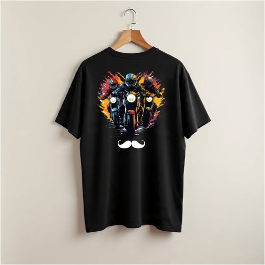 Bhokals Premium Oversized Front & Back Printed T-Shirt for Men - Biker