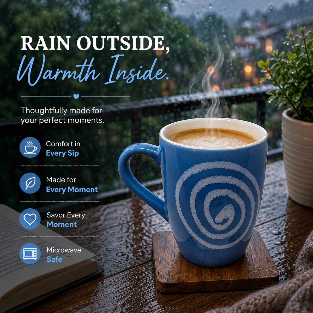 Bhokals Circle Printed Sky Blue Coffee Mug