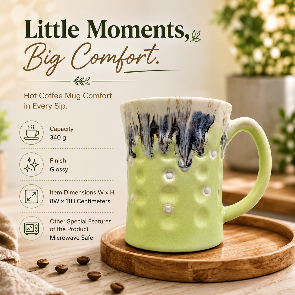 Bhokals Big Dots Light Green Round Coffee Mug