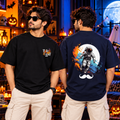 BHOKALS Men's Oversized Printed T-Shirt Combo Pack of 2 – Blue Astronaut & Black Trick N Treat Graphic Tees