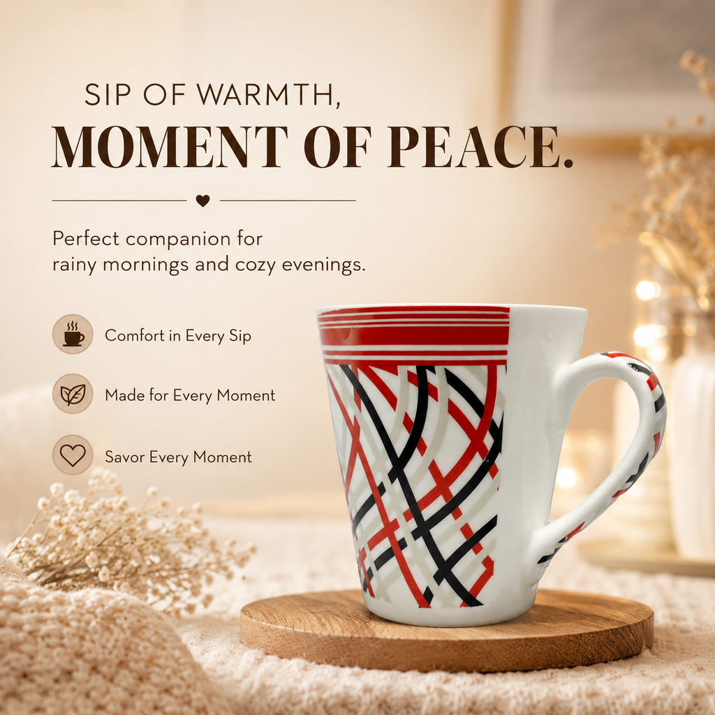 Bhokals Red Black Printed  Designer  White Coffee Mug