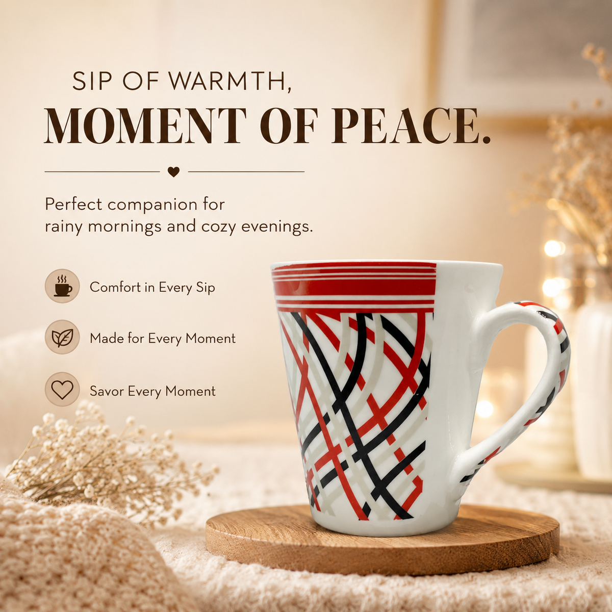 Bhokals Red Black Printed  Designer  White Coffee Mug