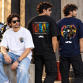 BHOKALS Men's Oversized Printed T-Shirt Combo Pack of 3 – Blue Biker, White Astronaut & Black Dream Graphic Tees