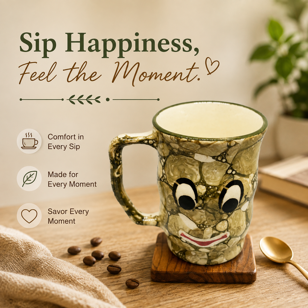 Bhokals Face Print Green Coffee Mug