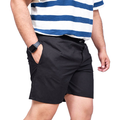BLACK WHITE DOTTED PRINTED COTTON MEN BOXER