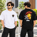 BHOKALS Men's Oversized Printed T-Shirt Combo Pack of 2 – White Biker & Black Punk Graphic Tees