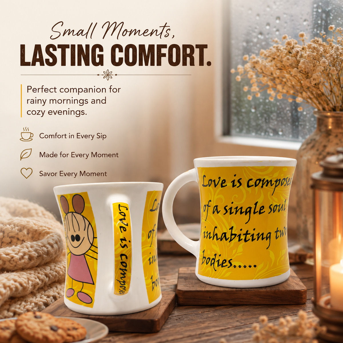 Bhokals Love Cartoon Yellow Printed White Coffee Mug