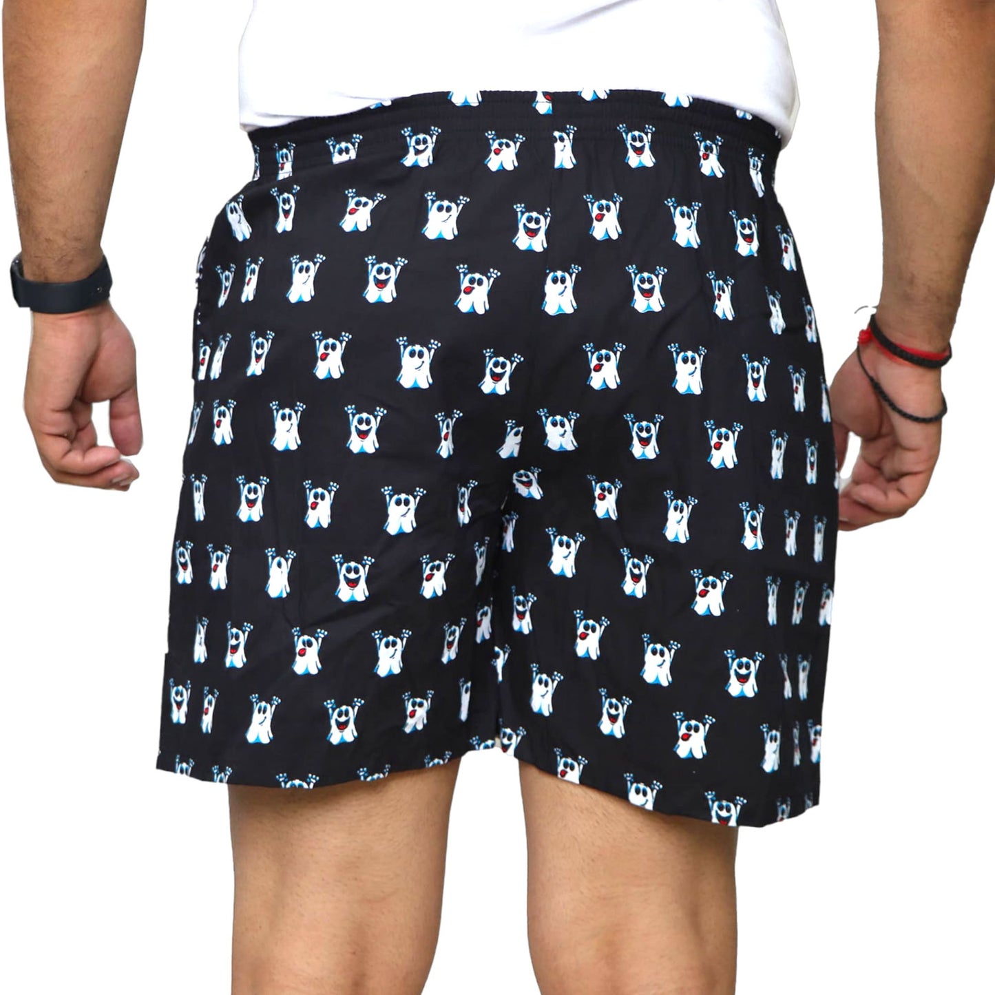 Black Ghost Cartoon Printed Cotton Boxer For Men