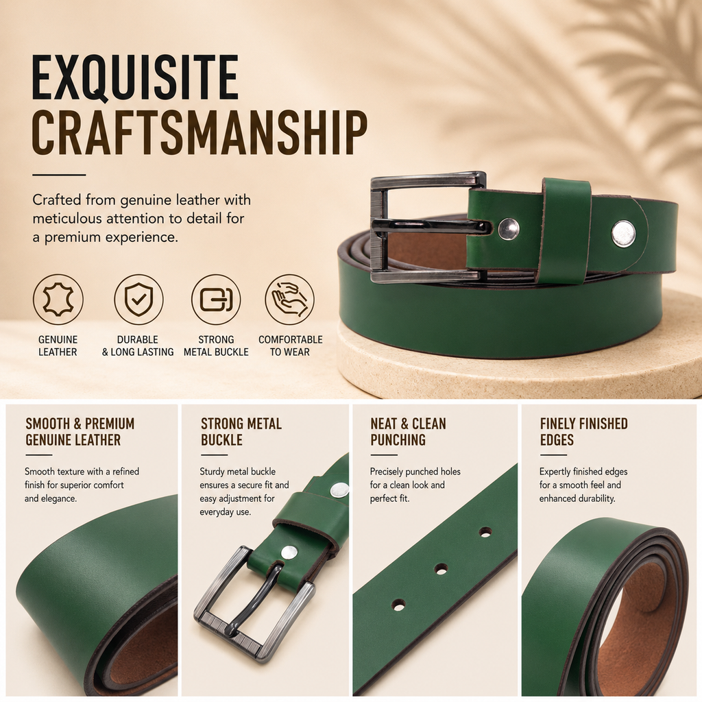 Bhokals Women Green Leather Belt