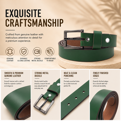 Bhokals Women Green Leather Belt