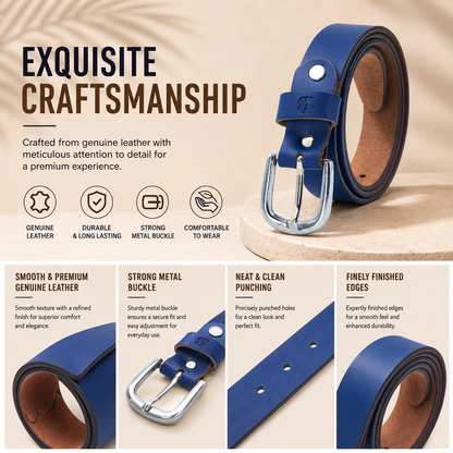 Bhokals Women Blue Leather Belt