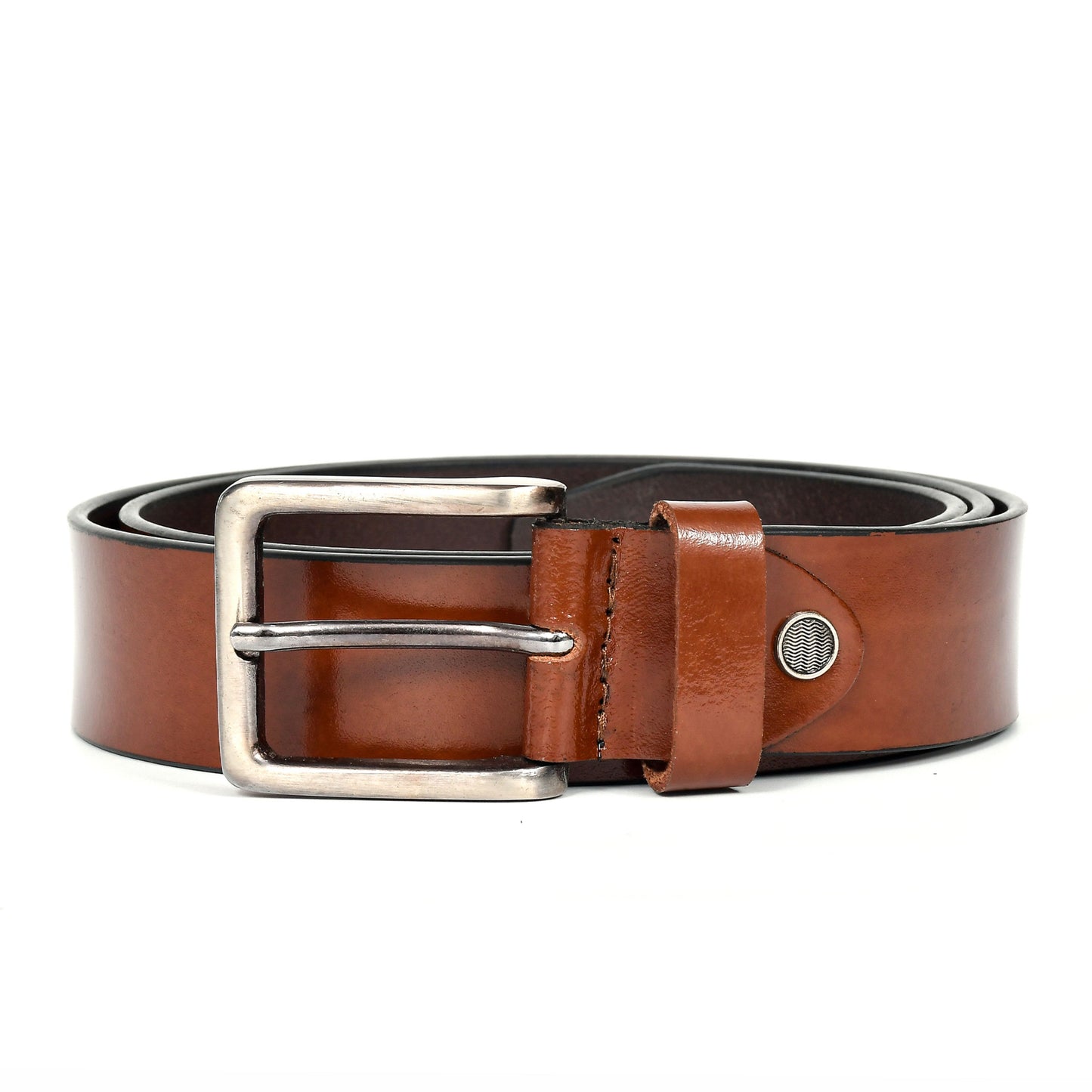 Bhokals Men Tan Glossy Leather Belt