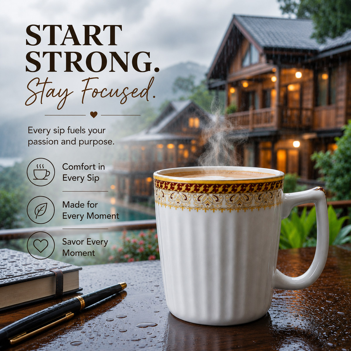 Bhokals Border Texture White Coffee Mug