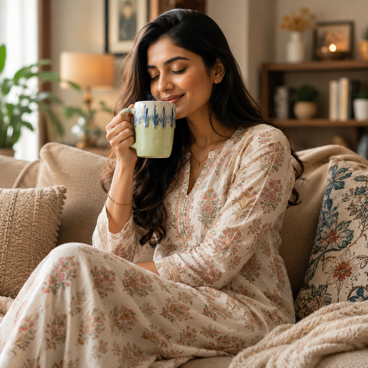 Bhokals Big Dots Print Green Coffee Mug
