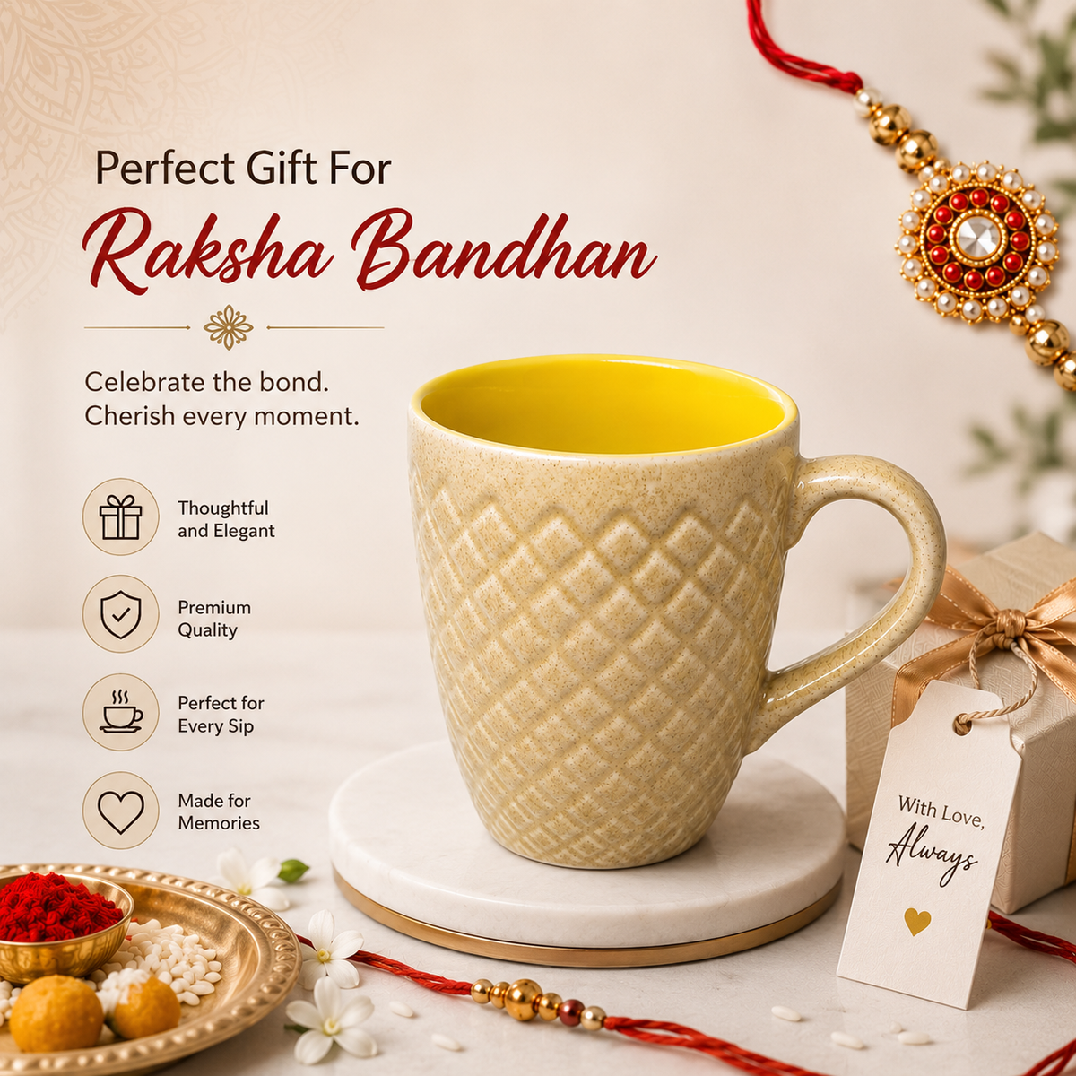 Bhokals Bone China Yellow Cream Coffee Mug