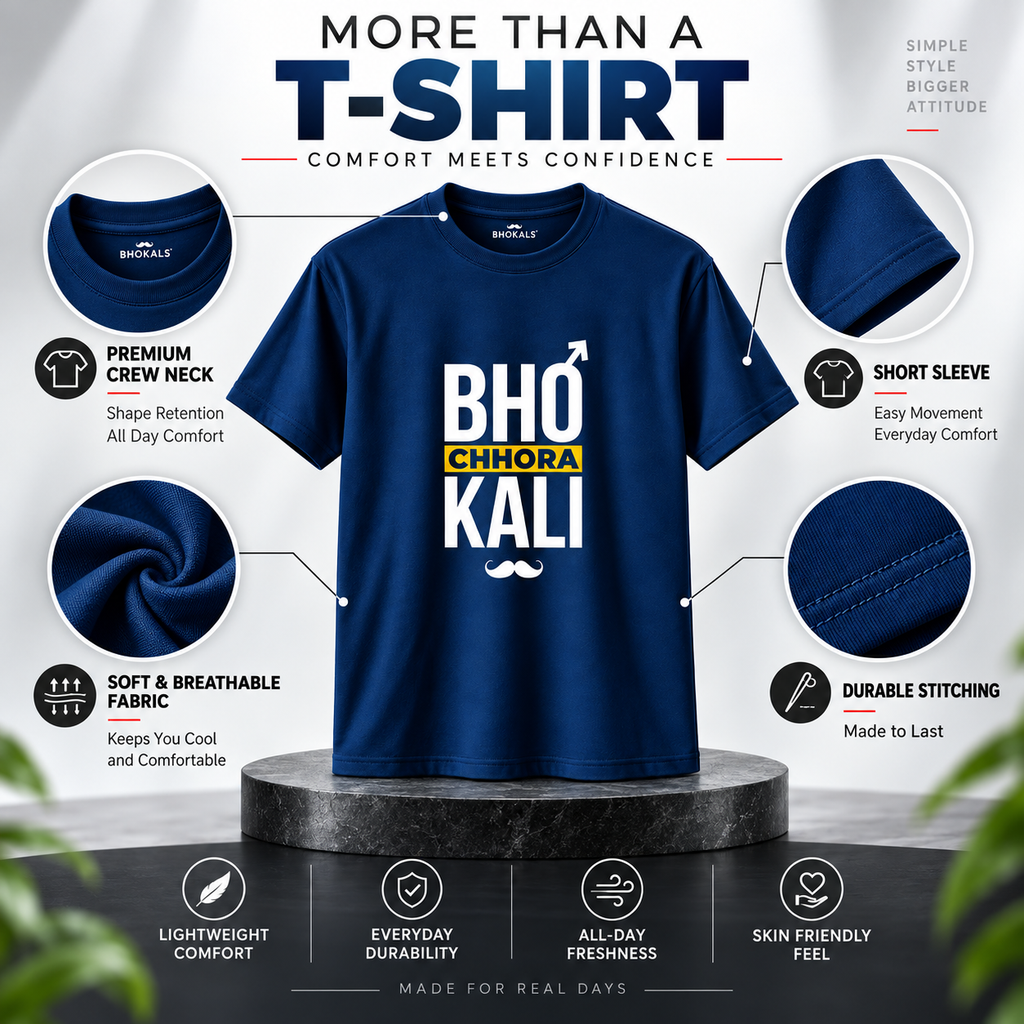 Bhokali Chora Printed Round Neck Cotton Men T-Shirt
