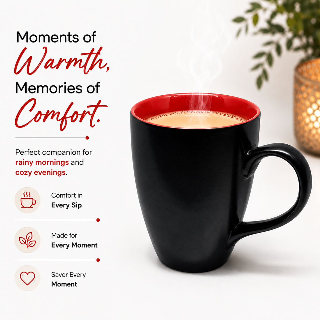 Bhokals Dual Print Red Solid Black Coffee Mug