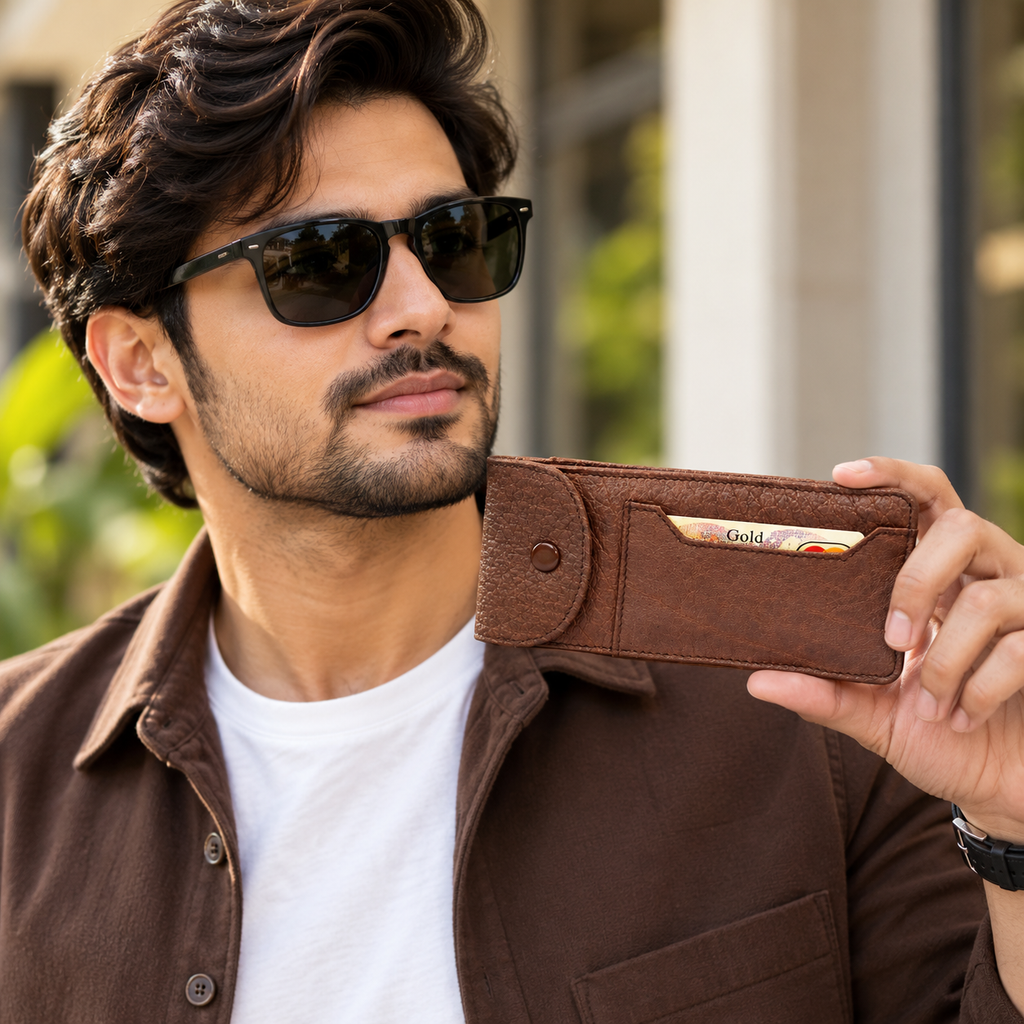 Leather Brown crocs sunglass Pouch