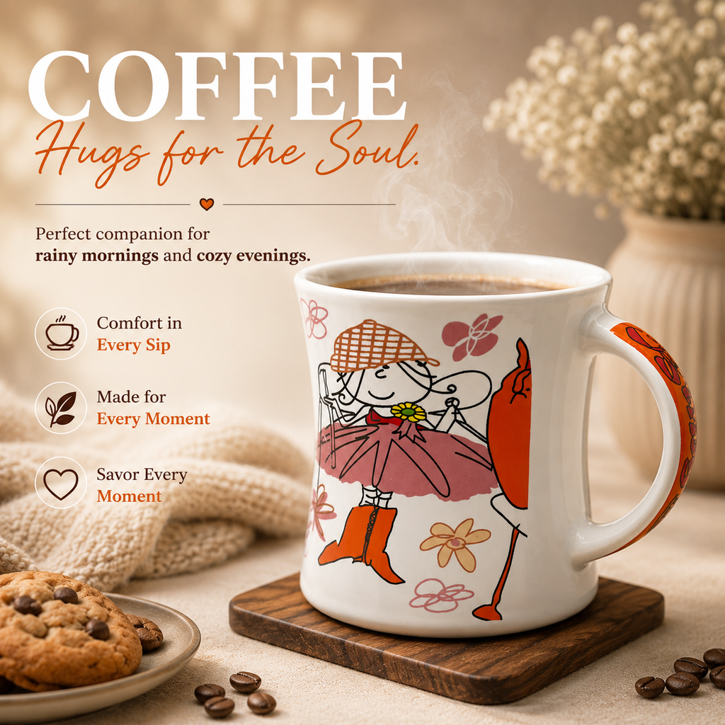 Bhokals Baby Doll Red Printed White Coffee Mug