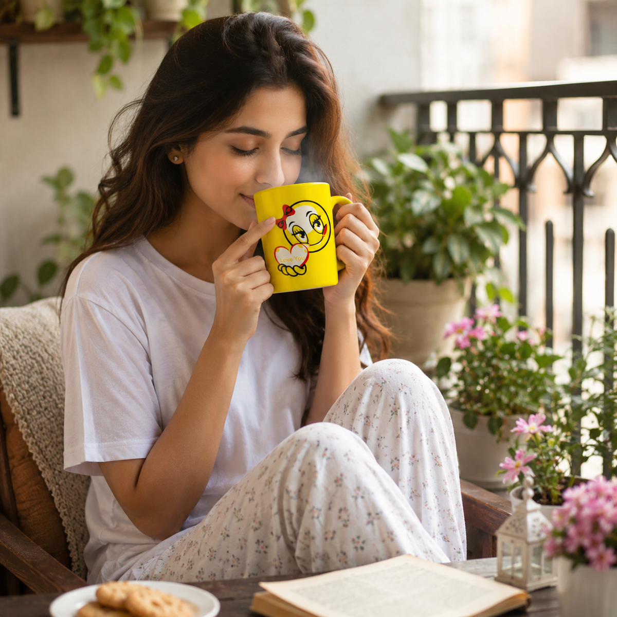 Bhokals Love Emoji Yellow Square Coffee Mug