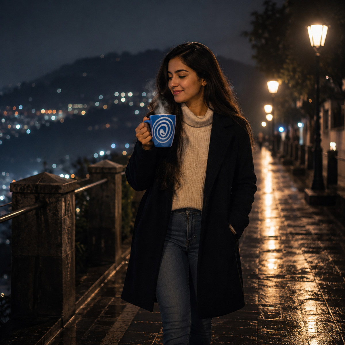 Bhokals Circle Printed Sky Blue Coffee Mug