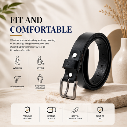 Bhokals Women Black Leather Belt