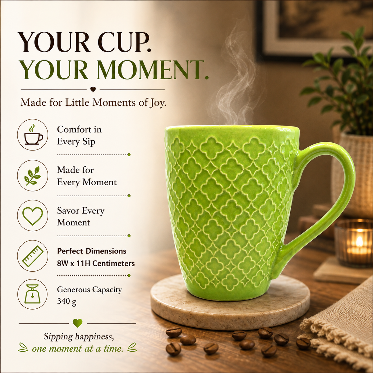 Bhokals Flower Texture Green Coffee Mug