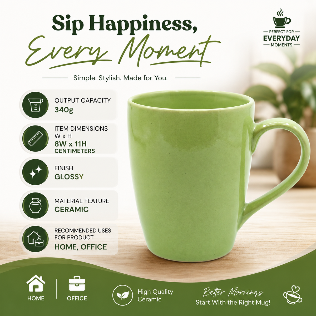Bhokals Solid Green Coffee Mug