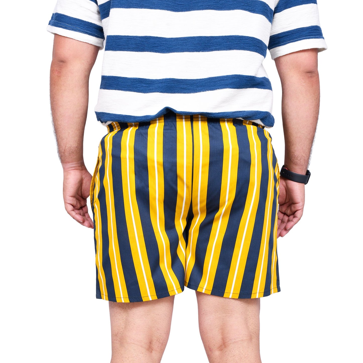 YELLOW BLUE STRIP PRINTED MEN BOXER