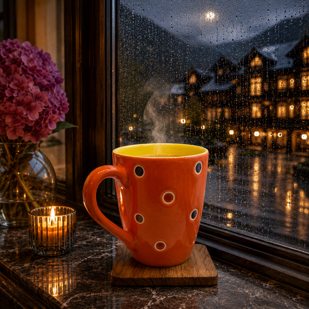 Bhokals Dots Printed Orange Green Coffee Mug