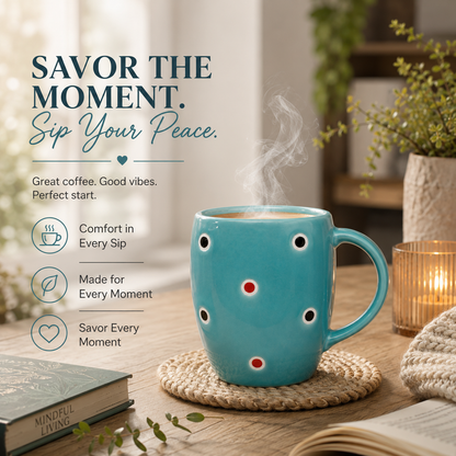 Bhokals Ceramic Green Dotted Coffee Mug