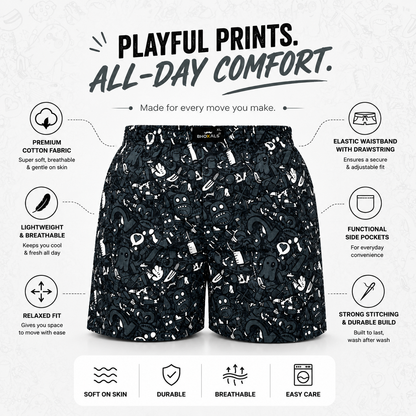 Grey Ghost Printed Cotton Boxer For Men