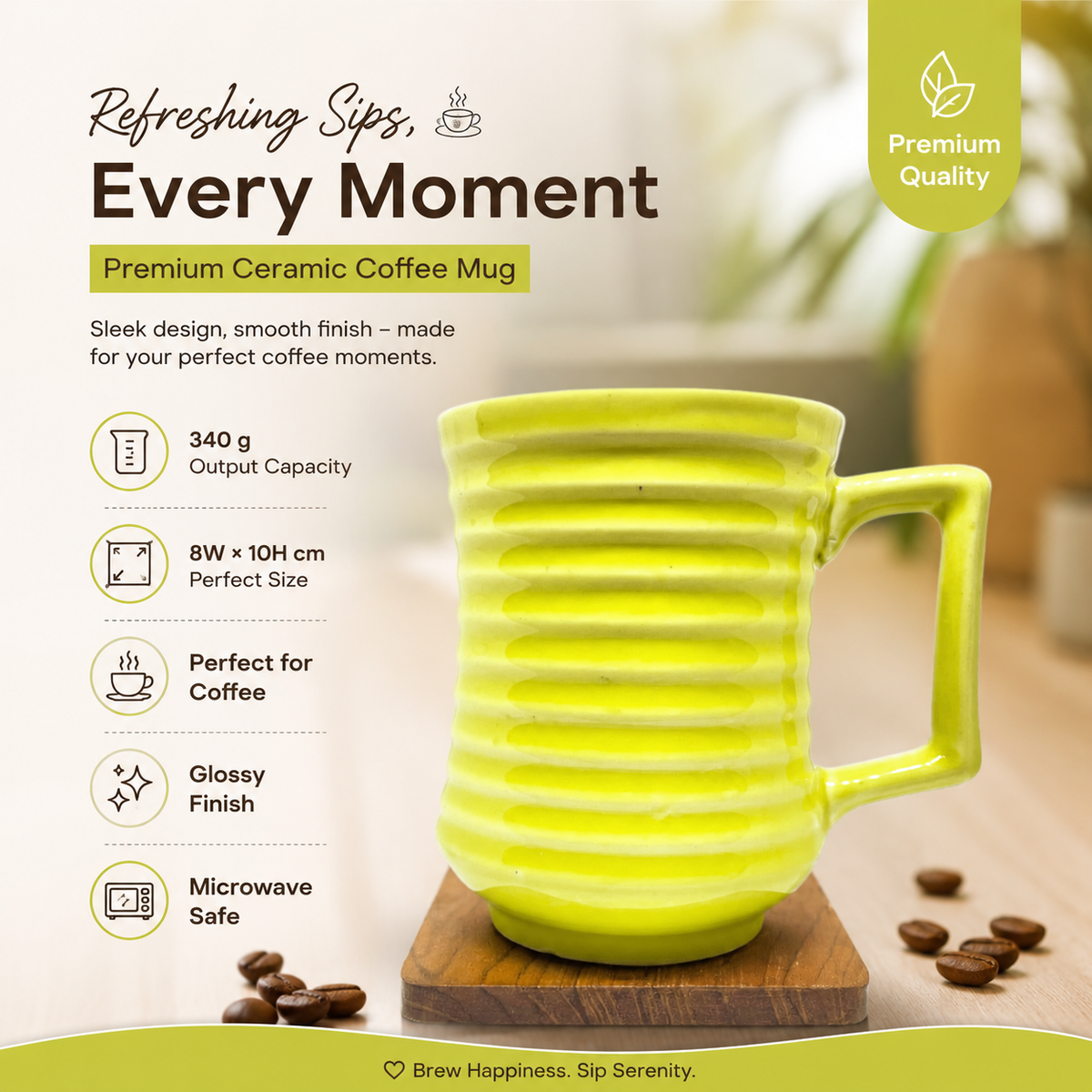 Bhokals Line Texture Pattern Green Coffee Mug