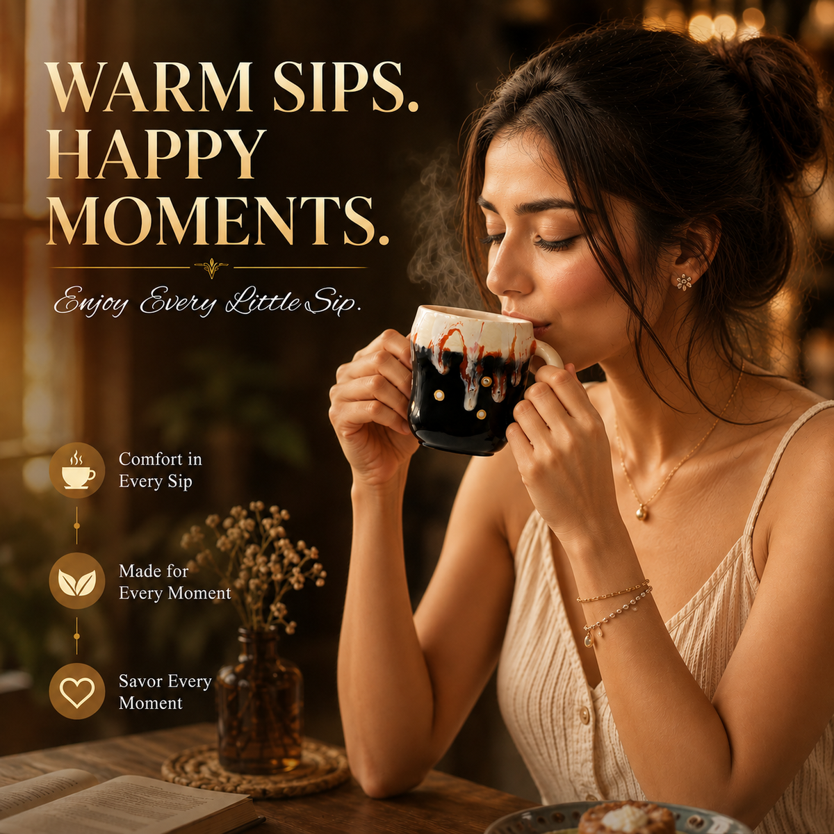 Bhokals Big Dots Print Black Coffee Mug