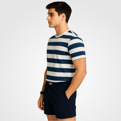 SOLID BLUE PLAIN COTTON MEN BOXER