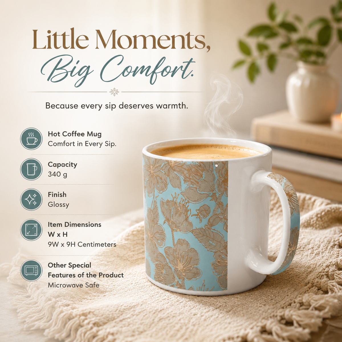 Bhokals Flower printed Blue White Coffee Mug